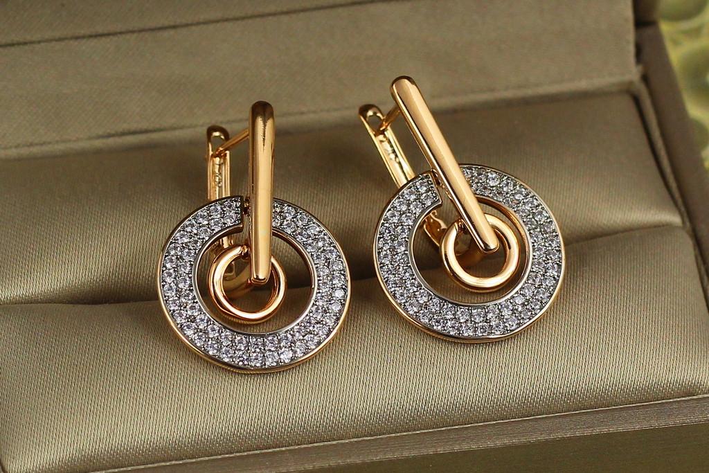 Серьги Xuping Jewelry Орбита с родием 2,5 см Золотистый (2090204019)