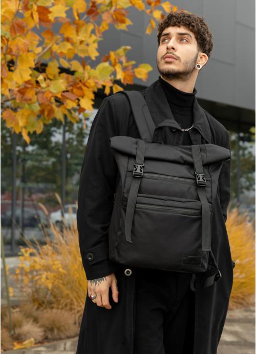Міський рюкзак чоловічий роллтоп Sambag тканинний з відділенням під ноутбук Чорний (5750301641)