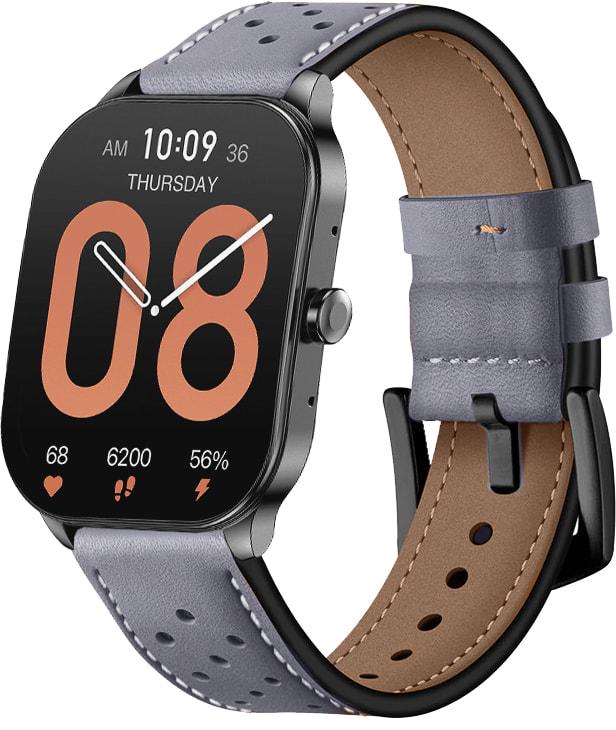 Ремешок кожаный Classico для Amazfit Pop 3S/3R Grey (34021-33) - фото 1 Ремешок кожаный Classico для Amazfit Pop 3S/3R Grey (34021-33) - фото 1
