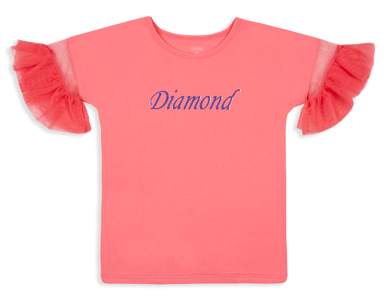 Футболка дитяча бавовняна для дівчинки з фатиновими рукавами і з ефектом хамеліону Gabbi FT-20-18-3 122 см Рожевий (12022)