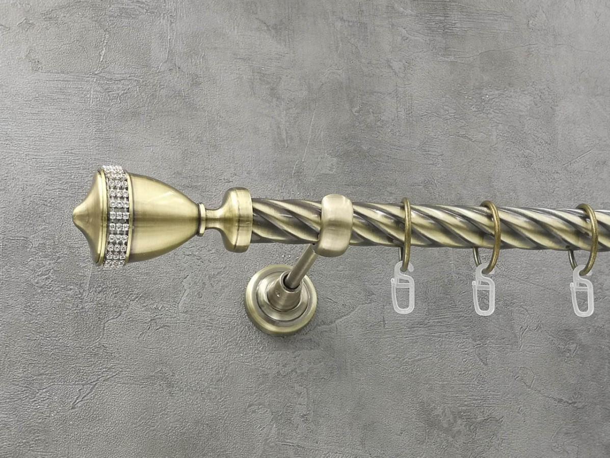 Карниз Quadrum Этерния витая штанга одинарный открытый 25 мм 300 см Антик (262042151)