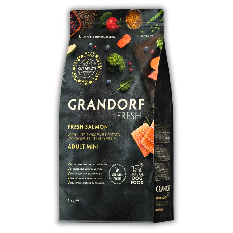 Корм для собак сухий Grandorf Fresh Лосось з бататом для дорослих собак мініатюрних та малих порід 1 кг (93901)