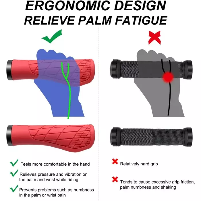 Грипси велосипедні MTB Ergonomic з замками Червоний (24668716) - фото 3 Грипси велосипедні MTB Ergonomic з замками Червоний (24668716) - фото 3