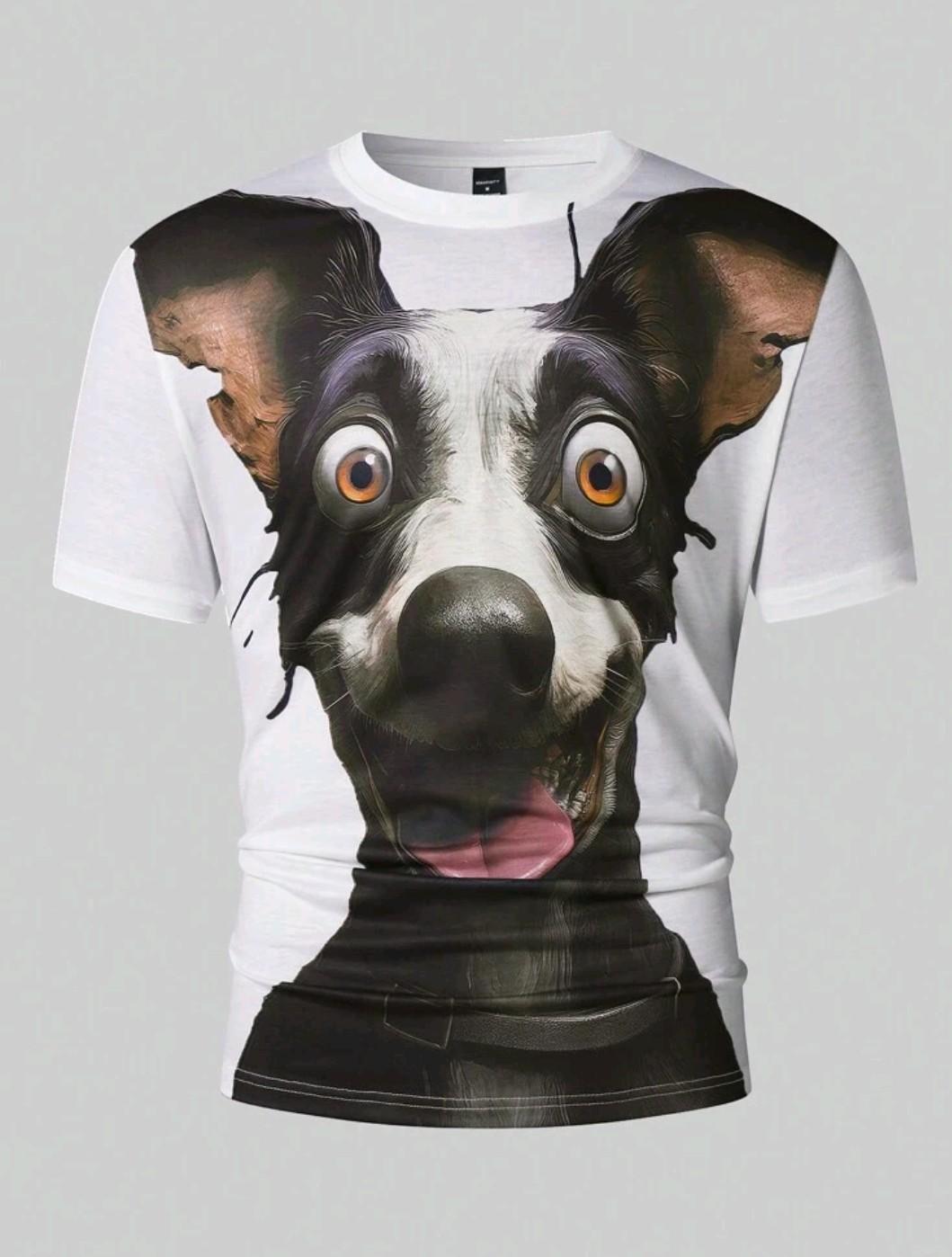 Футболка SUMMER With Funny Cartoon Dog Print XL Белый (27471556) - фото 4 Футболка SUMMER With Funny Cartoon Dog Print XL Белый (27471556) - фото 4