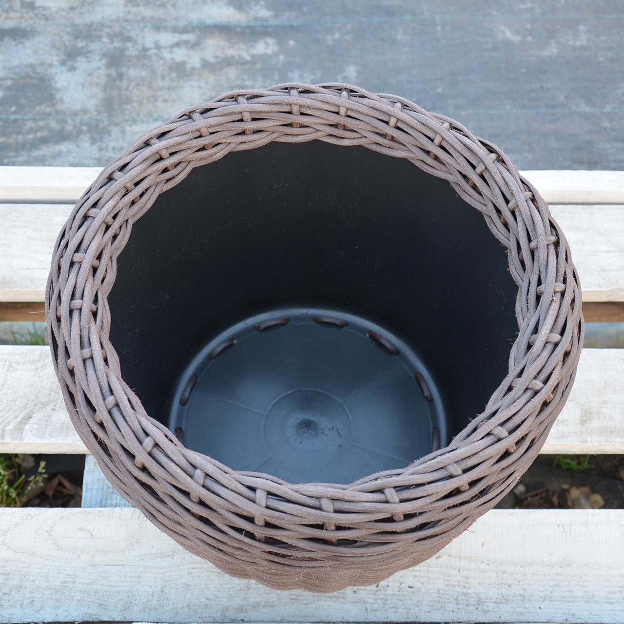 Кашпо для рослин з штучного ротангу 16 л Чесаний венге - фото 7