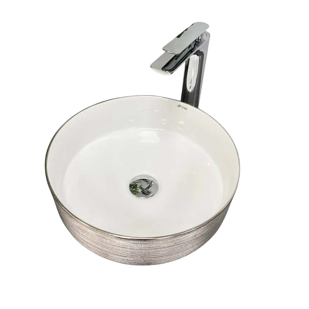 Раковина накладная VBI Prato круглая 360 мм Silver/White (RM-VBI-011407)