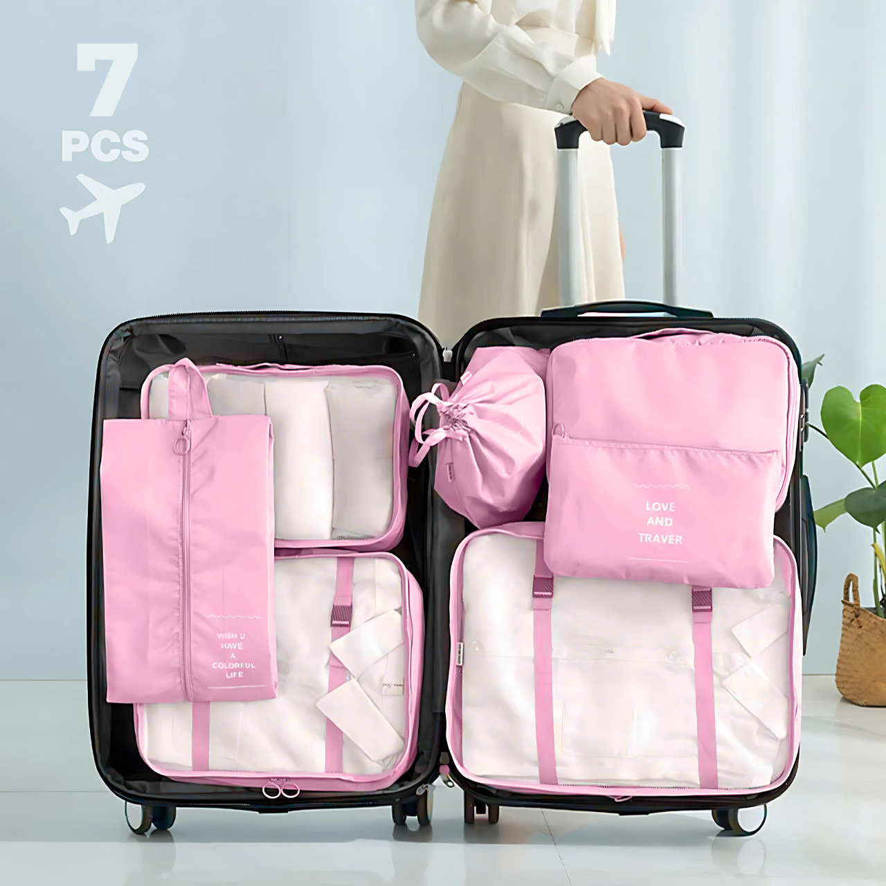 Набір дорожніх органайзерів для перевезення і зберігання речей 7в1 Рожевий (3222283785) - фото 7 Набір дорожніх органайзерів для перевезення і зберігання речей 7в1 Рожевий (3222283785) - фото 7