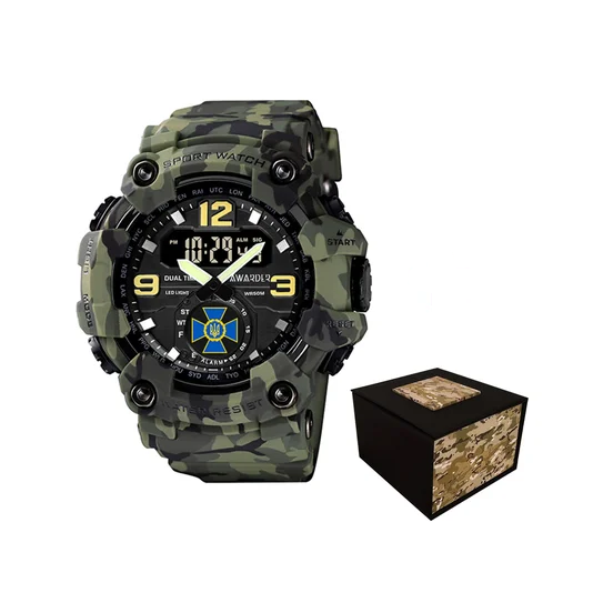Наручные часы Awarder 004CMGRSBU СБУ с коробкой Зеленый камуфляж Наручные часы Awarder 004CMGRSBU СБУ с коробкой Зеленый камуфляж