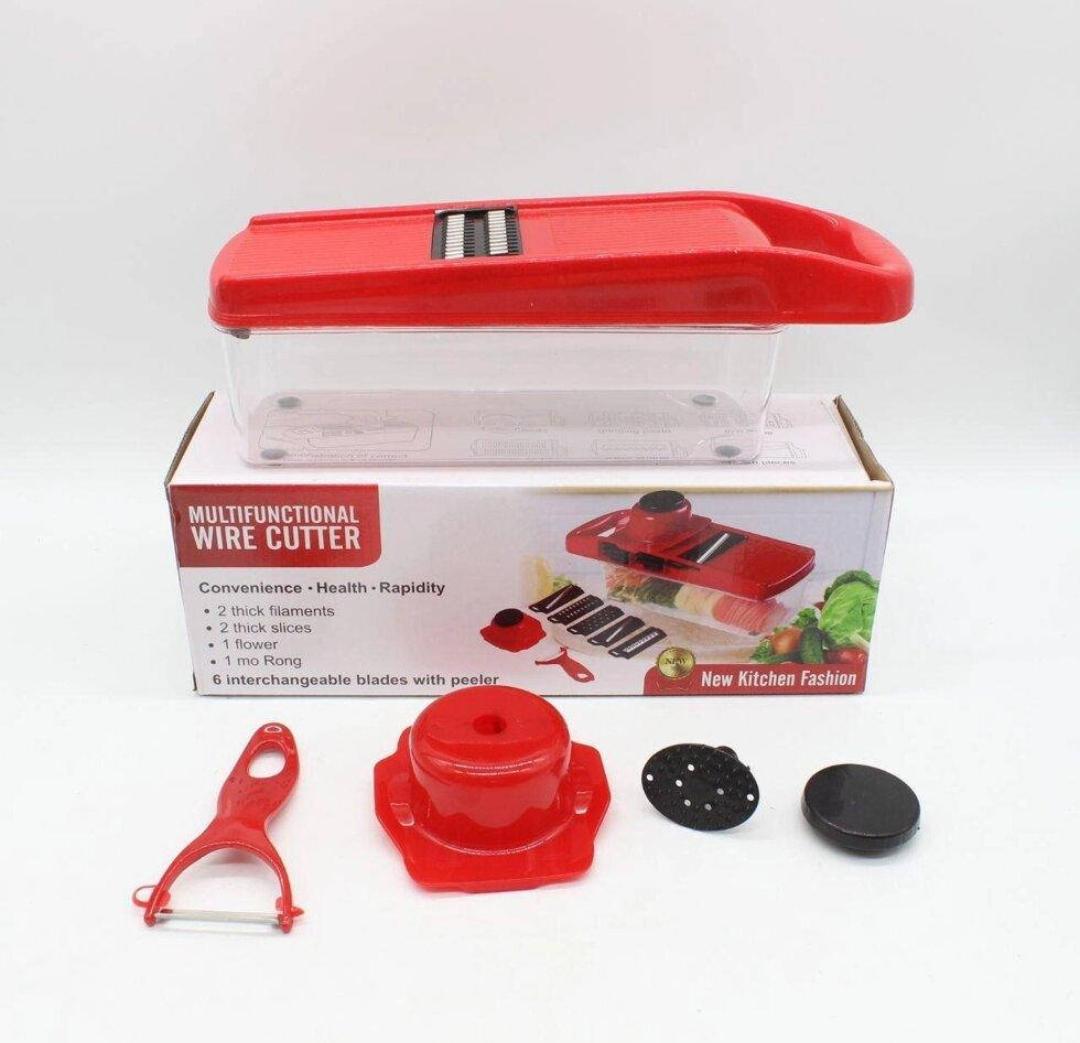 Овочерізка ручна Mandoline Slicer 8827 з контейнером для овочів і фруктів 6в1 Червоний (8827)