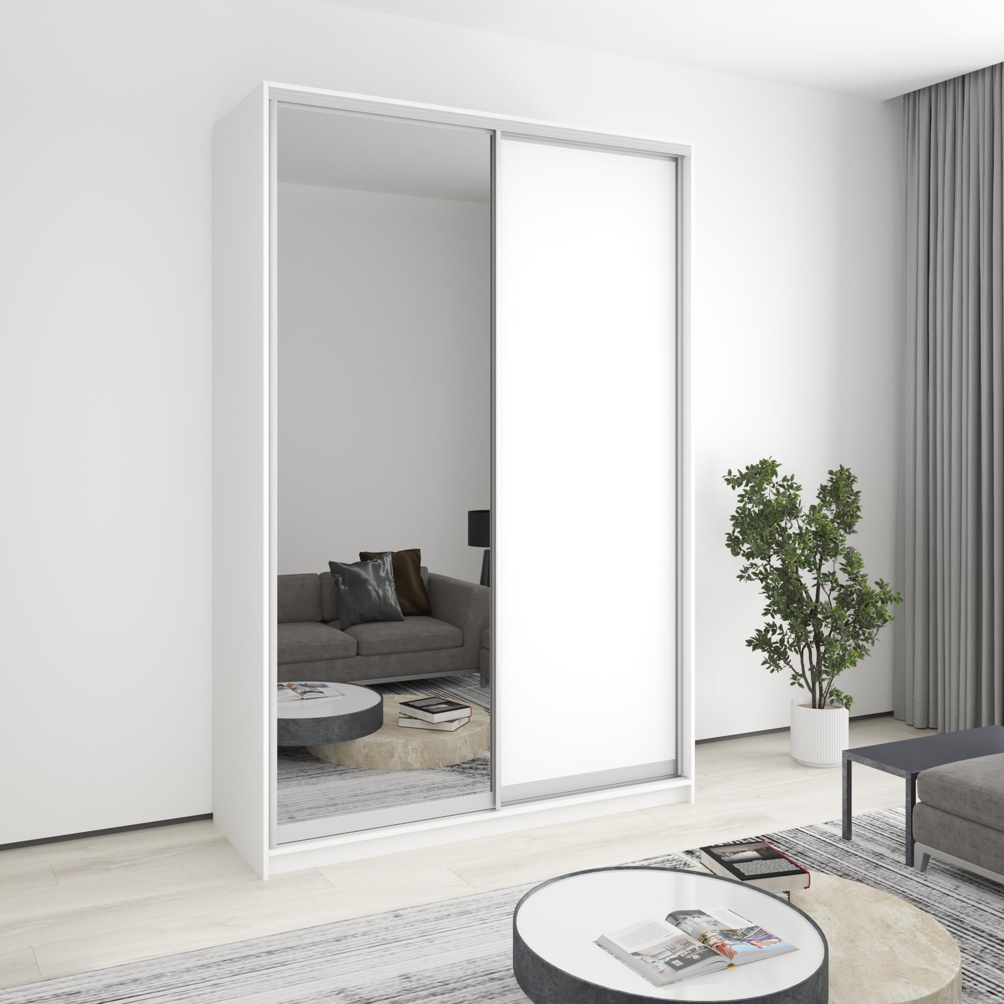 Шкаф-купе двухдверный MebelStar Комбо AL ДСП/зеркало 160x60x240 см Аляска белый (MBS-4125)