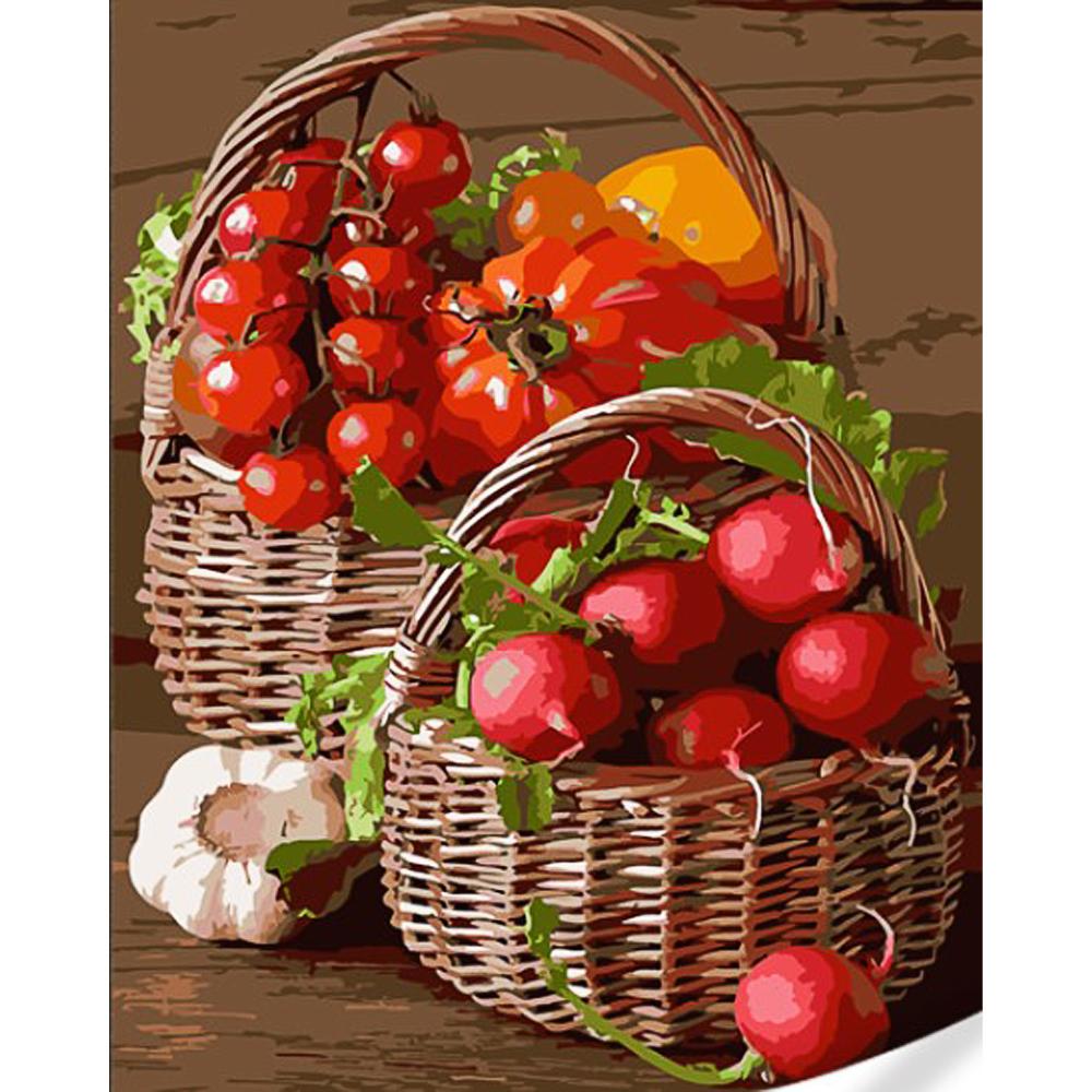 Картина по номерам Strateg Премиум Овощной натюрморт с лаком и уровнем 40x50 см (Str-GS1597)