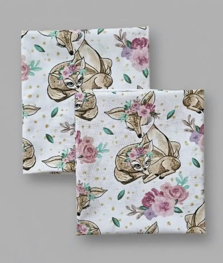 Пеленка детская BST из натуральной хлопковой ткани 2 шт. 90х80 см Розовый/Бежевый (2506164666)