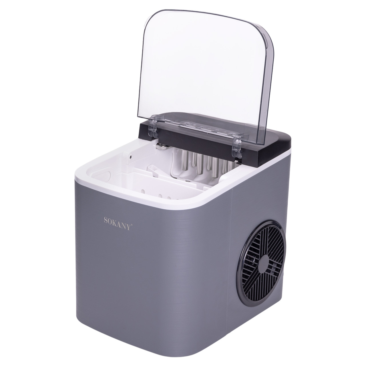 Льодогенератор мережний настільний для дому та бару Sokany SK-03038 для пустотілих пальчикових кубиків льоду 112 Вт Сірий (SK-03038)