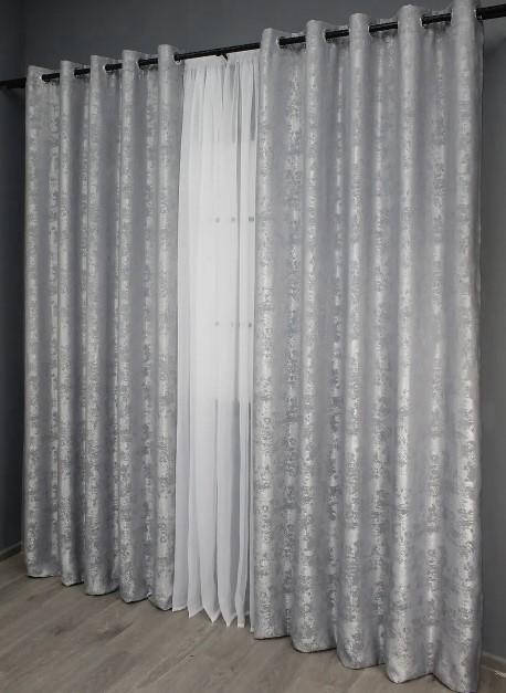 Штори на люверсах SULTAN XO жаккард 1,5х2,5 м 2 шт. Світло-сірий (1124ш) - фото 6 Штори на люверсах SULTAN XO жаккард 1,5х2,5 м 2 шт. Світло-сірий (1124ш) - фото 6