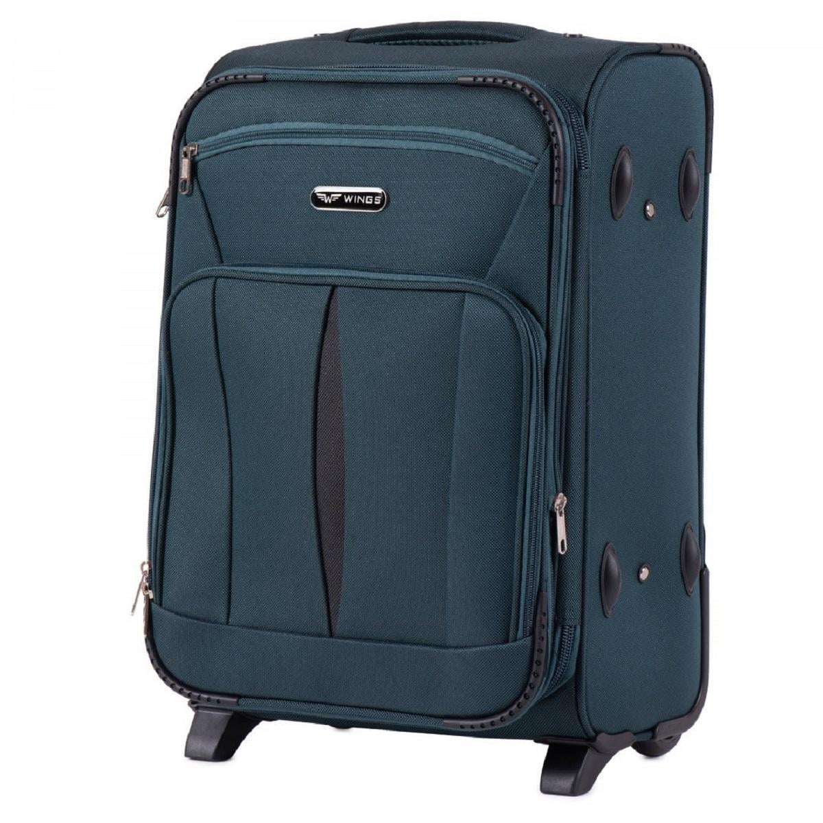 Чемодан тканевый WINGS 1601 малый 2 колеса Зеленый (Vt00214)