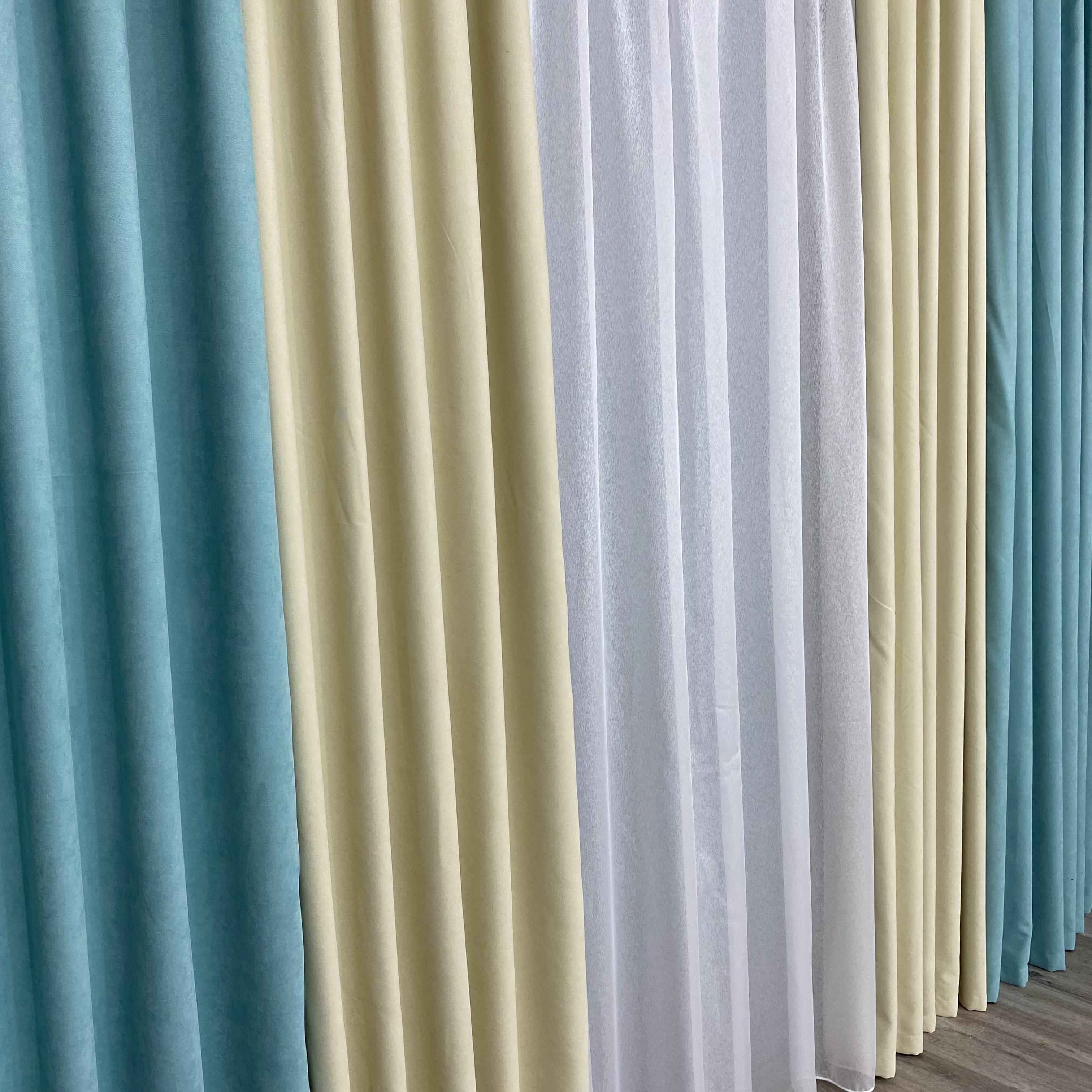 Шторы TG Home Дуэт №450 микровелюр 1,50х2,70 м Мятно-кремовый (450-250/208) - фото 6