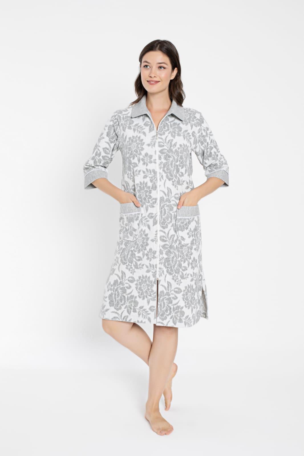 Халат жіночий NUSA ns 0505 gri-beyaz 2XL (m019477)