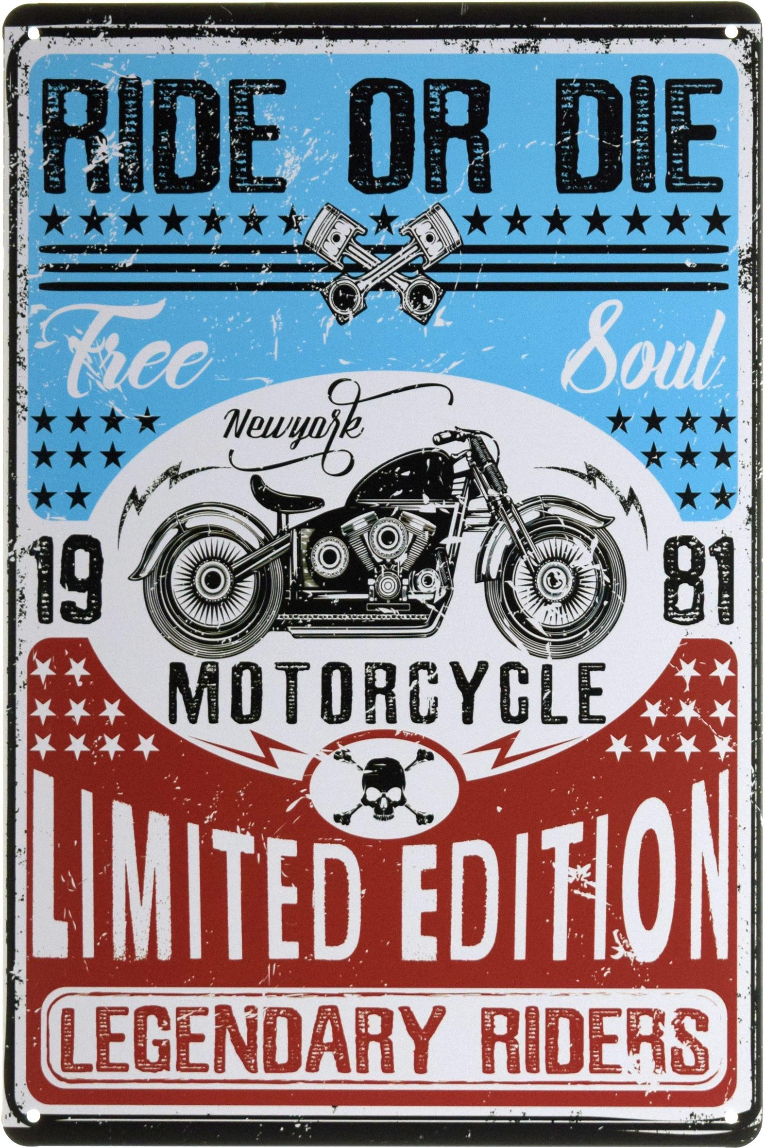 Табличка металлическая Легендарные Гонщики/Legendary Riders 20x30 см