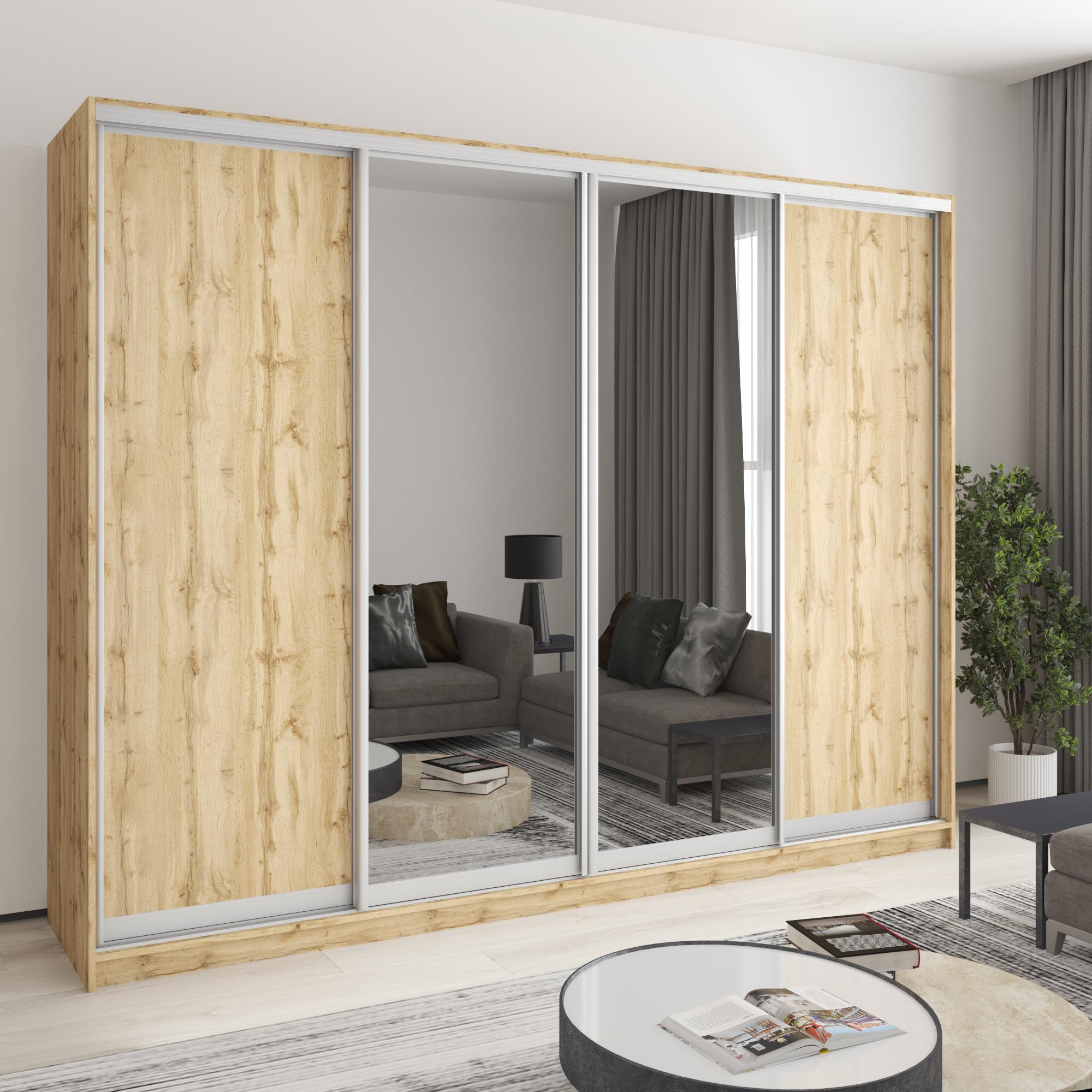 Шкаф-купе четырехдверный MebelStar Стандарт AL 2 ДСП/2 зеркала 270x60x210 см Дуб тахо (MBS-12312) Шкаф-купе четырехдверный MebelStar Стандарт AL 2 ДСП/2 зеркала 270x60x210 см Дуб тахо (MBS-12312)