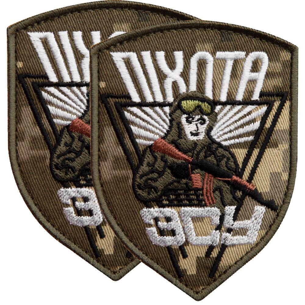 Набір шевронів на липучці ''Піхота ЗСУ'' 7х9,5 см 2 шт. Піксель (25956)