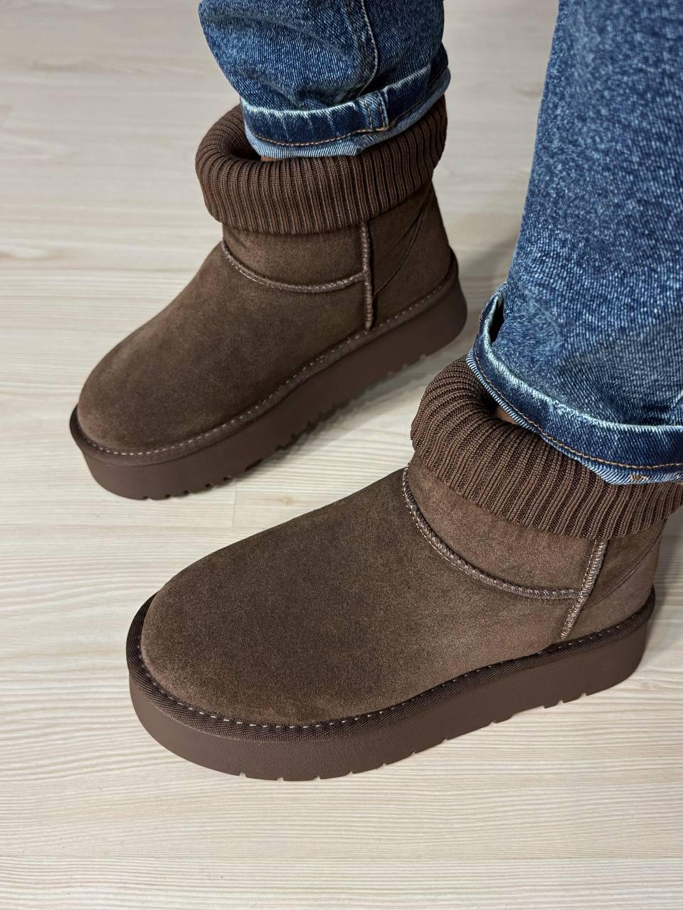Угги женские Hengji 56-7 с манжетом носком на высокой подошве р. 40 Коричневый (5745) - фото 2 Угги женские Hengji 56-7 с манжетом носком на высокой подошве р. 40 Коричневый (5745) - фото 2
