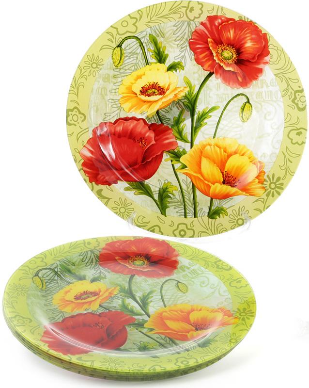 Набор стеклянных тарелок Маки Ø 30 см подставные тарелки 6 шт. (BD-809-255) Набор стеклянных тарелок Маки Ø 30 см подставные тарелки 6 шт. (BD-809-255)