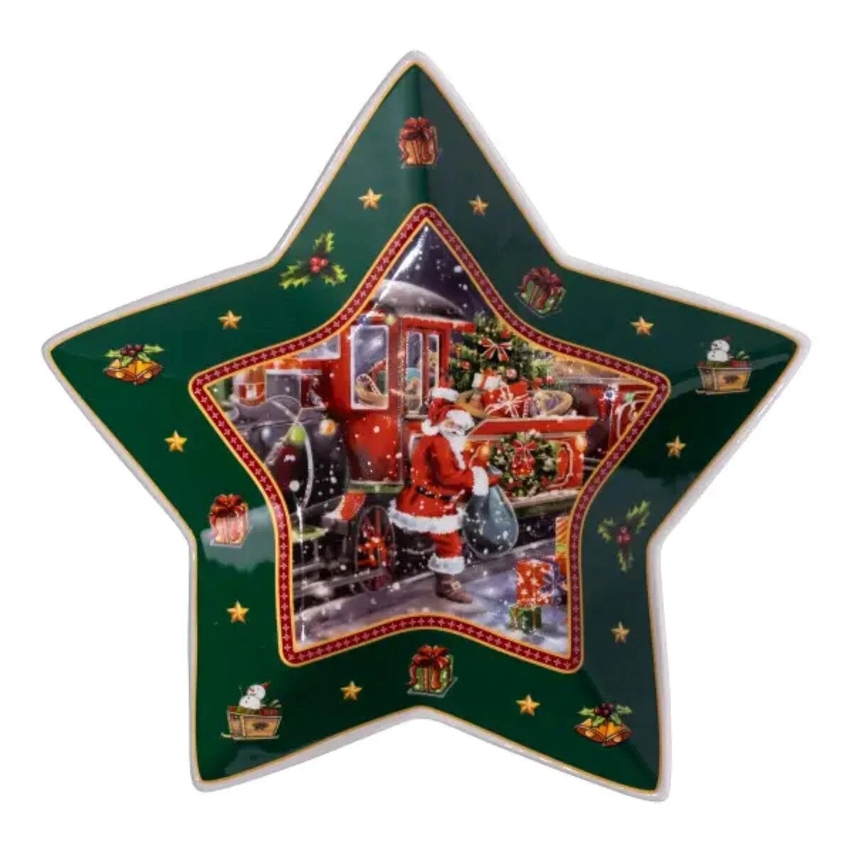 Блюдо сервірувальне Santa з порцеляни фігурна форма 25,5 см Зелений (HP-SDHK-20) Блюдо сервірувальне Santa з порцеляни фігурна форма 25,5 см Зелений (HP-SDHK-20)