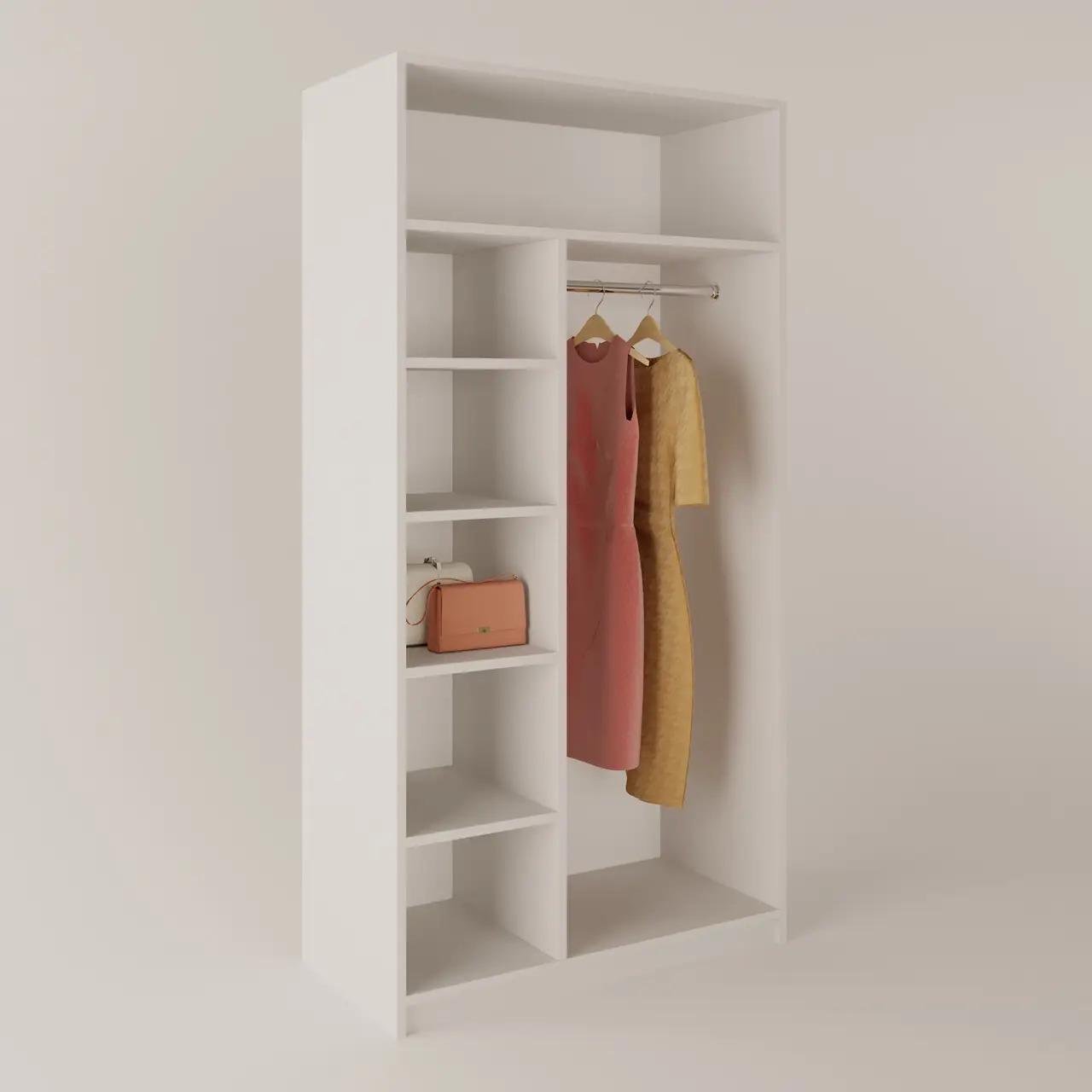 Шкаф для одежды с полками и штангой 100 см 1950х1000х520 мм Белый