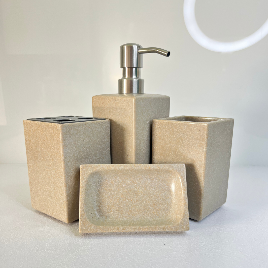 Набор аксессуаров AKVATIKA для ванной комнаты из камня 4 пр. Песочный (nabir-beg-4)