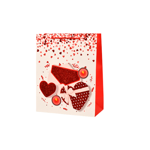 Подарунковий пакет паперовий Stenson Love 31х44х12 см White/Red (R94967-L)