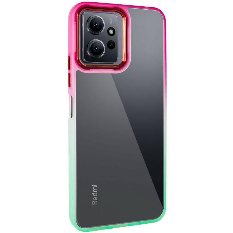 Противоударный Чехол TPU+PC Fresh sip series для Xiaomi Redmi 12 Салатовый/Розовый