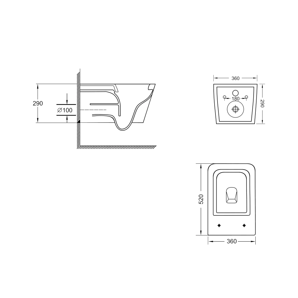 Унітаз підвісний Too Long 52 см безободковий прямокутний із сидінням Soft-close та системою змиву Tornado Qtap Crow Ultra Quite Білий (QT05335172W) - фото 2