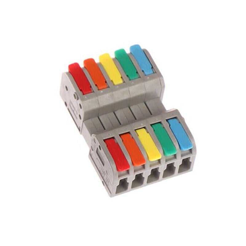 Клемма-коннектор проходная Tactix 0,2-4 мм2 32А 5х1-5х1 одинарная 43,8х29,1х15,3 мм Разноцветный (2604D-5Pc)