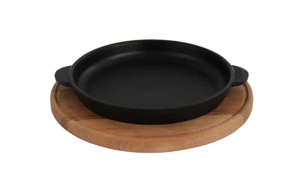 Сковорода чавунна Brizoll порційна HoReCa із круглою дерев'яною підставкою 160х25 мм (H1625-DK) - фото 2 Сковорода чавунна Brizoll порційна HoReCa із круглою дерев'яною підставкою 160х25 мм (H1625-DK) - фото 2