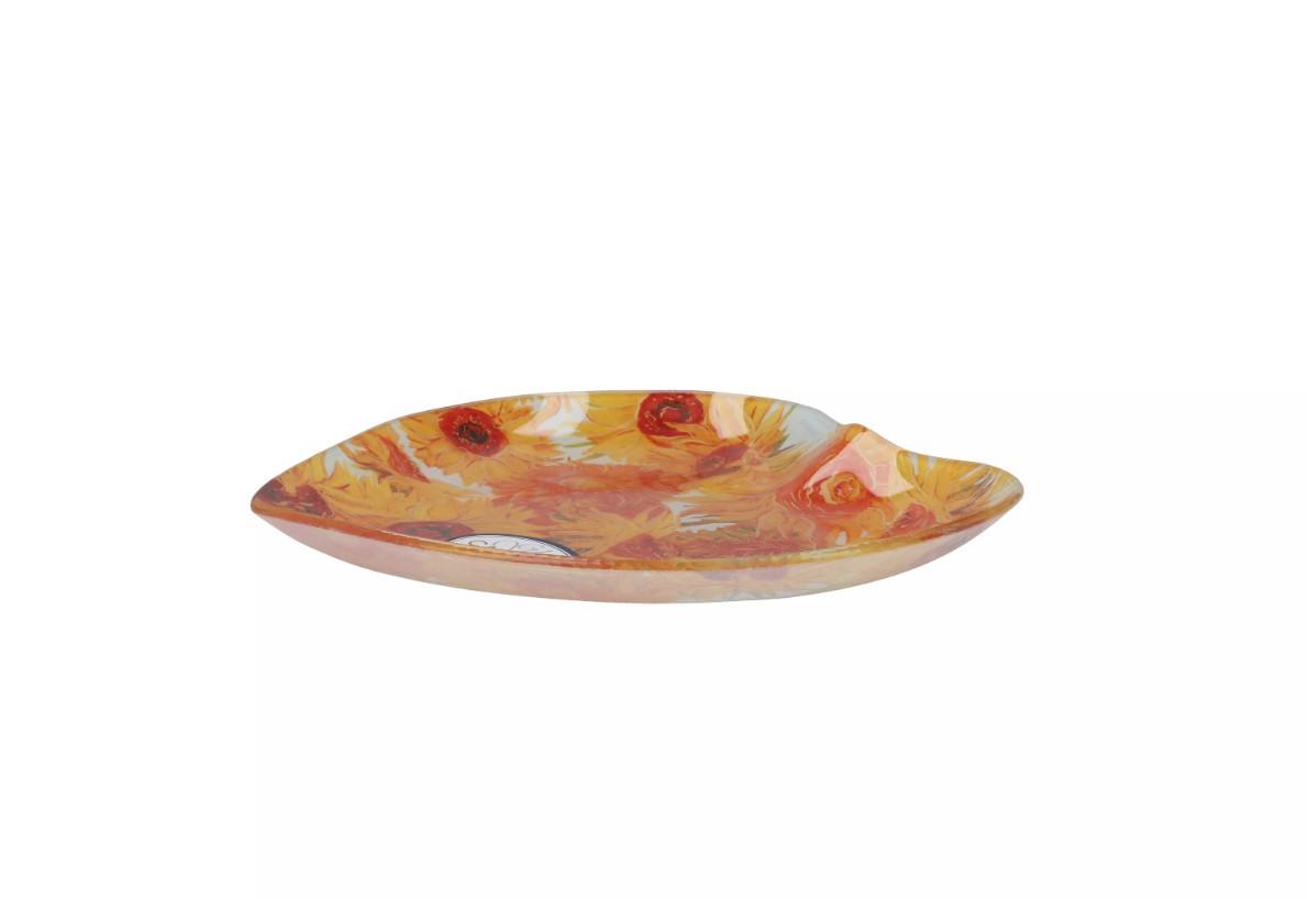 Тарелка стеклянная сердце Сармани Ван Гог Подсолнечник 18х19 см (198-1441) - фото 2 Тарелка стеклянная сердце Сармани Ван Гог Подсолнечник 18х19 см (198-1441) - фото 2