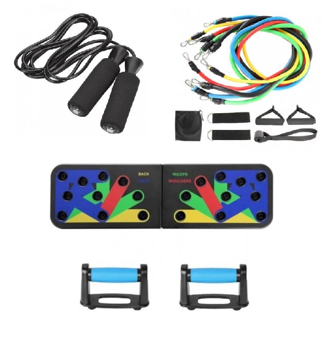 Набор для тренировок доска для отжиманий/набор трубчатых эспандеров/скакалка