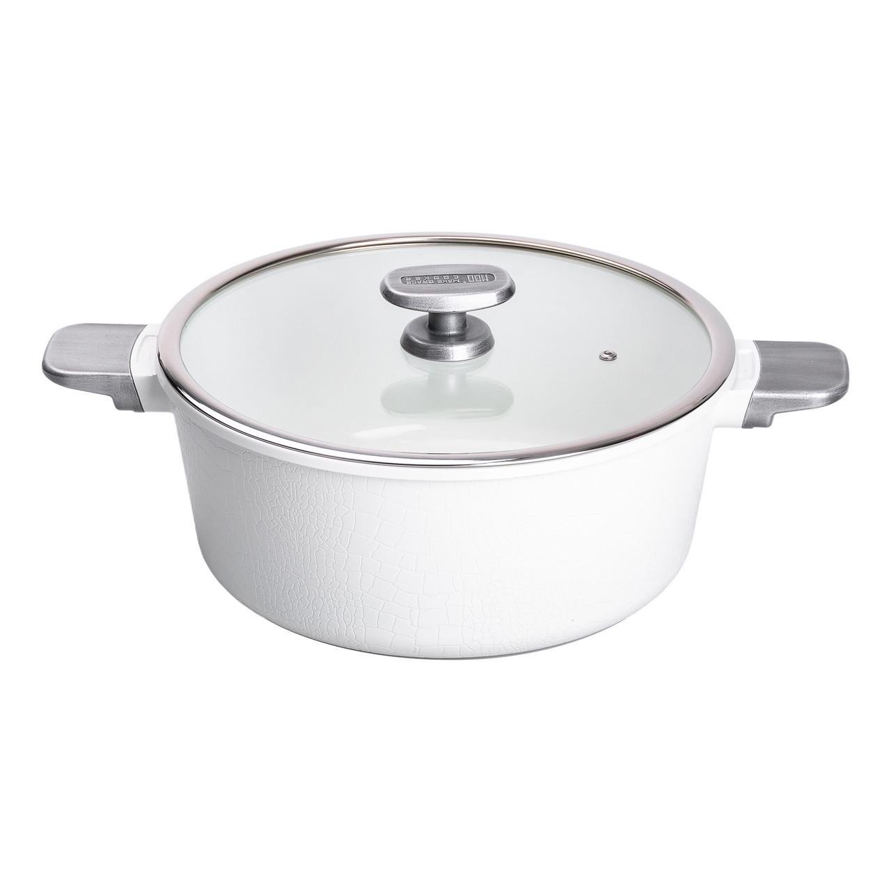 Каструля алюмінієва MGC з керамічним покриттям антипригарним 7,7 л Ø 30 см Білий (HP-4-455W)