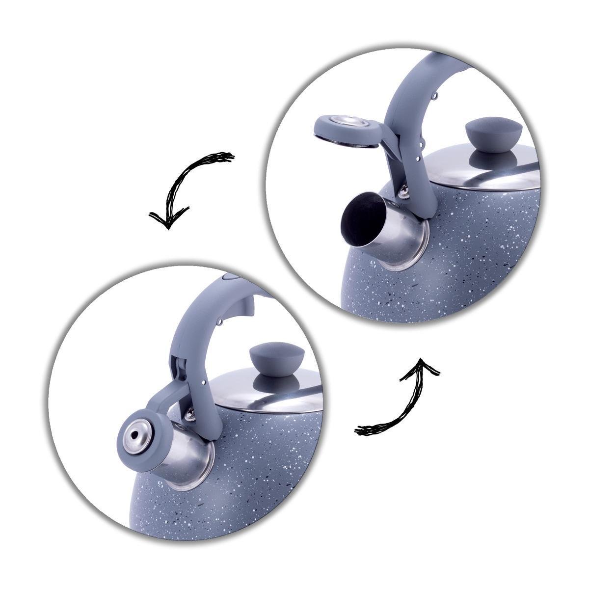 Чайник зі свистком та нейлоновою ручкою Kamille KM-1072 з нержавіючої сталі 2 л Сірий мармур (150-84-1072.1) - фото 6 Чайник зі свистком та нейлоновою ручкою Kamille KM-1072 з нержавіючої сталі 2 л Сірий мармур (150-84-1072.1) - фото 6