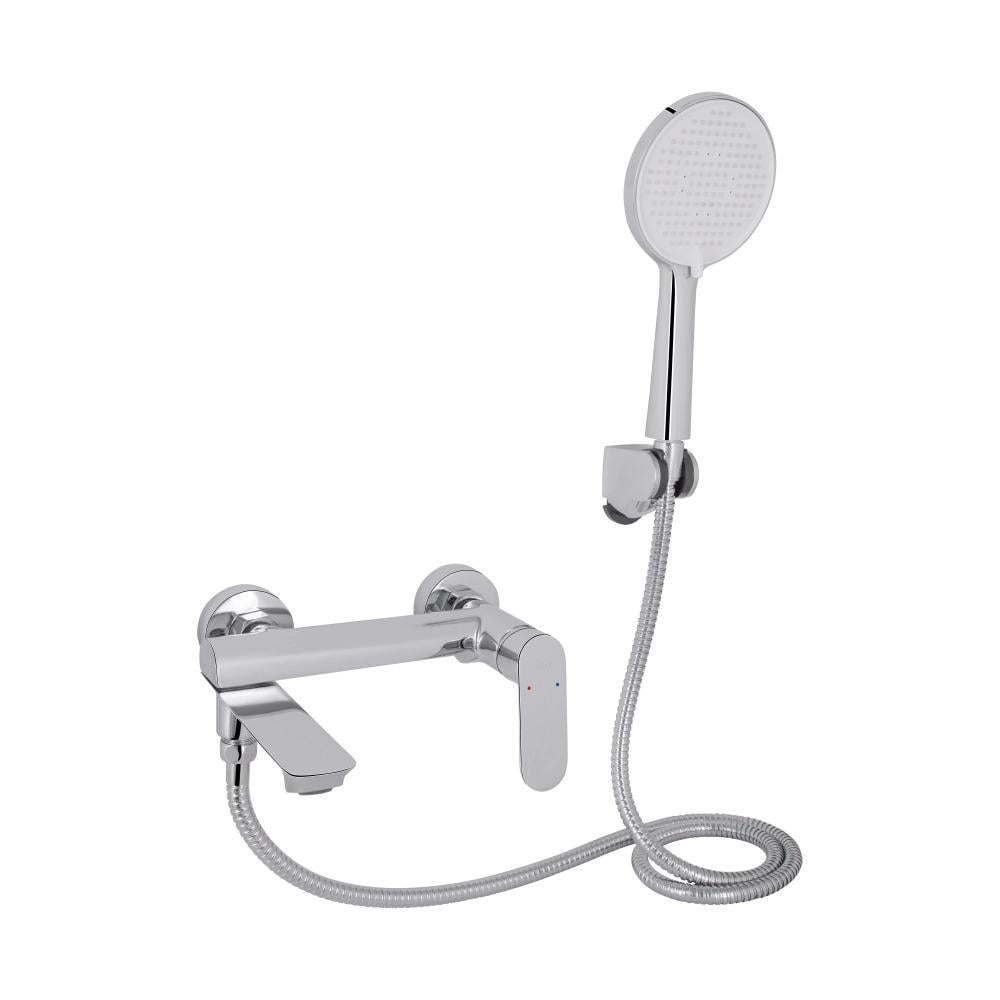 Змішувач для ванни Qtap Evia з поворотним виливом та душем QTEVI260CRM47578 латунний (31517850)