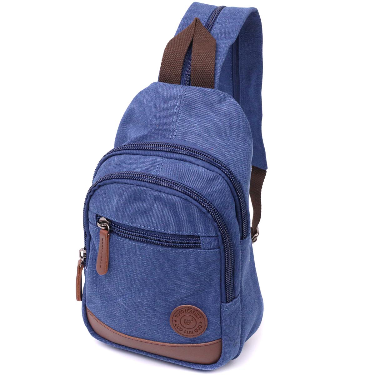 Мужская сумка через плечо Vintagе 22176 с уплотненной спинкой Синий
