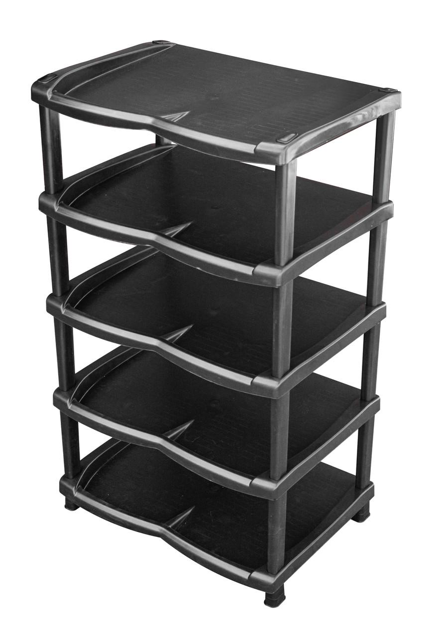 Полка для обуви пластиковая на 5 ярусов Нормал NEW 17502 60x45x30 см Черный (5159-ЧР) Полка для обуви пластиковая на 5 ярусов Нормал NEW 17502 60x45x30 см Черный (5159-ЧР)