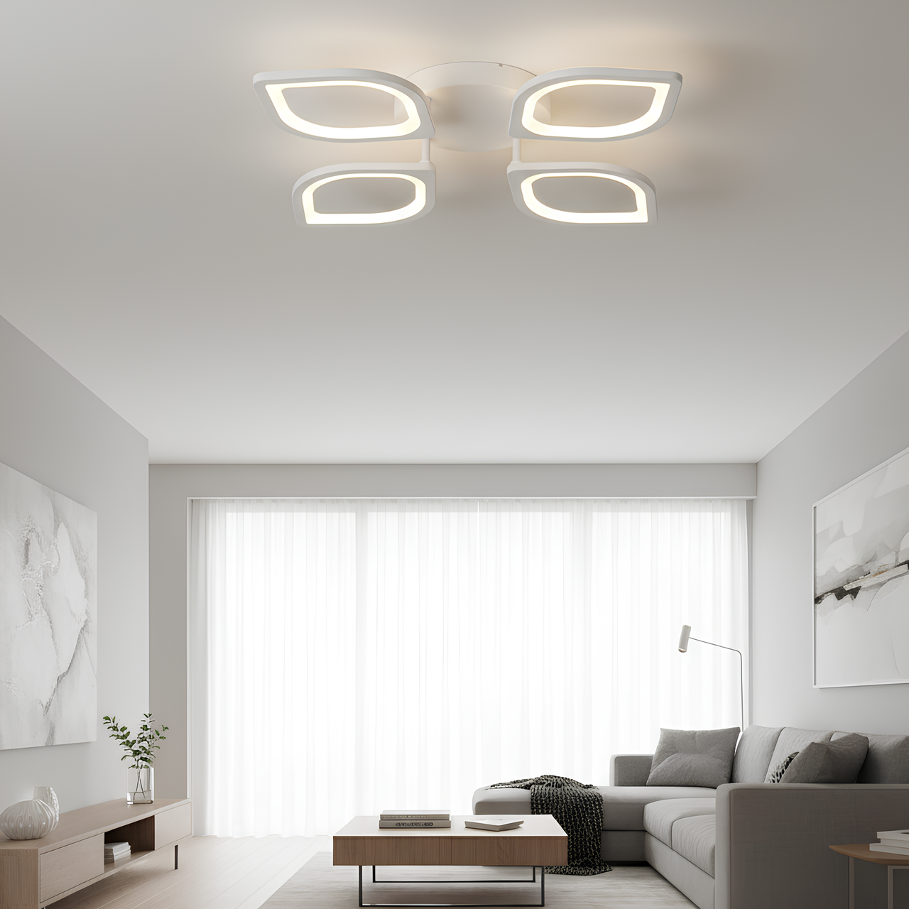 Люстра світлодіодна Valeso 80W з пультом на чотири фігурних плафони 3000-6500K Білий (G 2713/4 WT) - фото 4