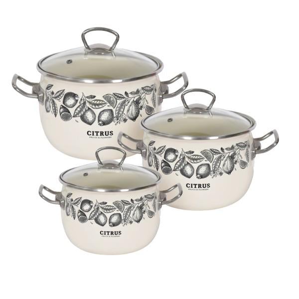 Набор кастрюль Цитрус со стеклянными крышками 3 шт. (1600)