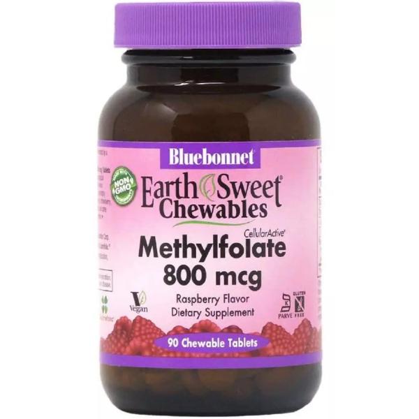 Фолиевая кислота Bluebonnet Nutrition Earth Sweet Chewables Methylfolate 800 мкг 90 жев. табл. Raspberry (000024842)