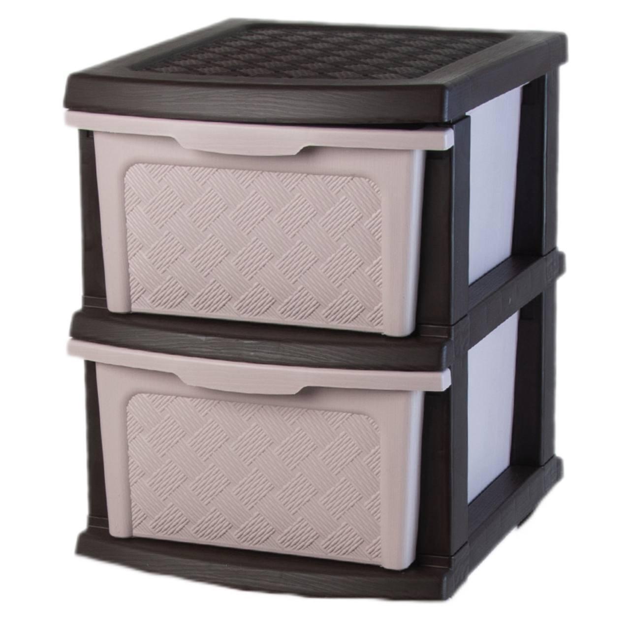 Комод пластиковый для хранения Eco на 2 яруса с ящиками и ручками Черно-розовый (147-46-10517) Комод пластиковый для хранения Eco на 2 яруса с ящиками и ручками Черно-розовый (147-46-10517)