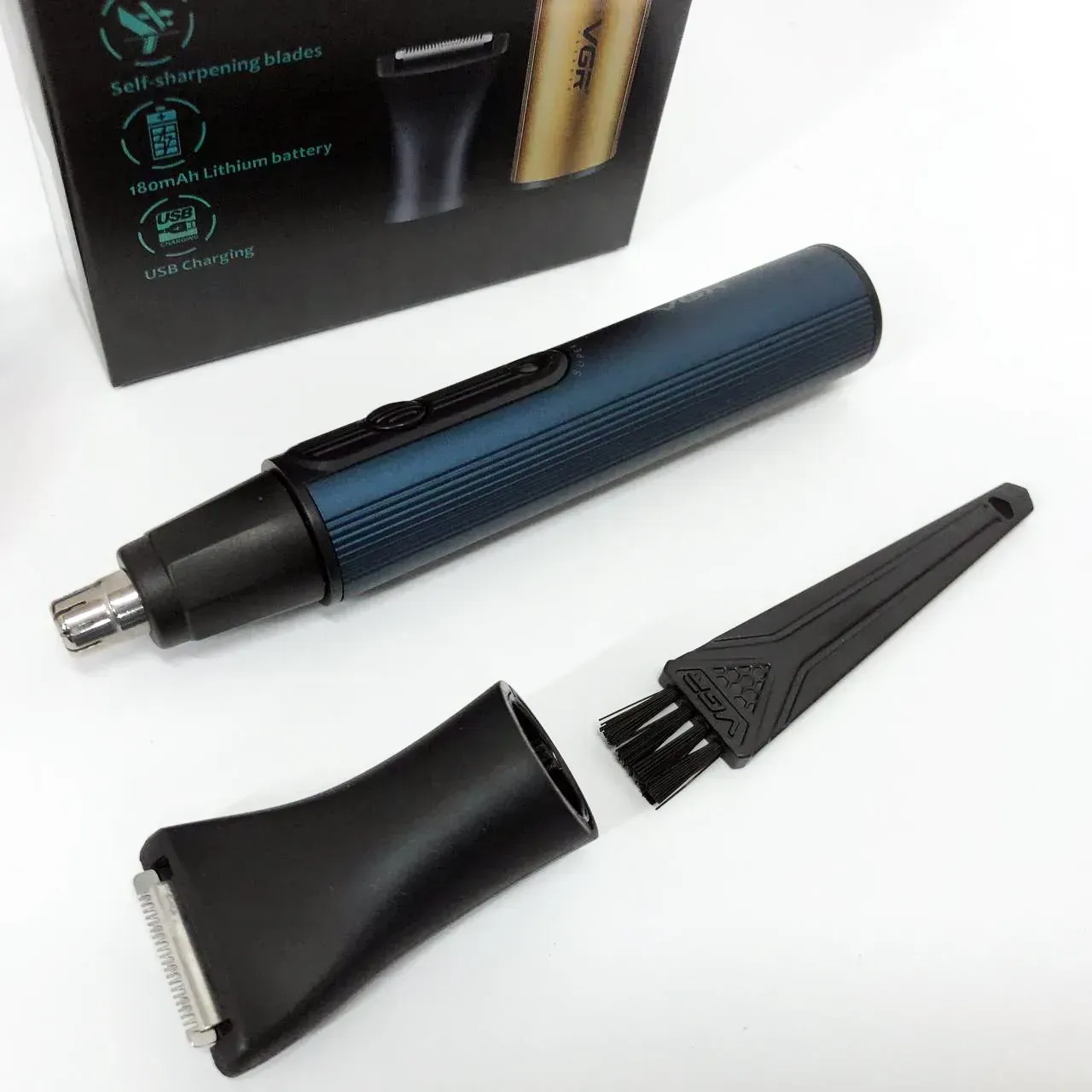 Тример акумуляторний VGR V-626 2в1 для чоловіків/насадка для носа/вух/окантовки бороди Синій (ML-04837) - фото 4 Тример акумуляторний VGR V-626 2в1 для чоловіків/насадка для носа/вух/окантовки бороди Синій (ML-04837) - фото 4