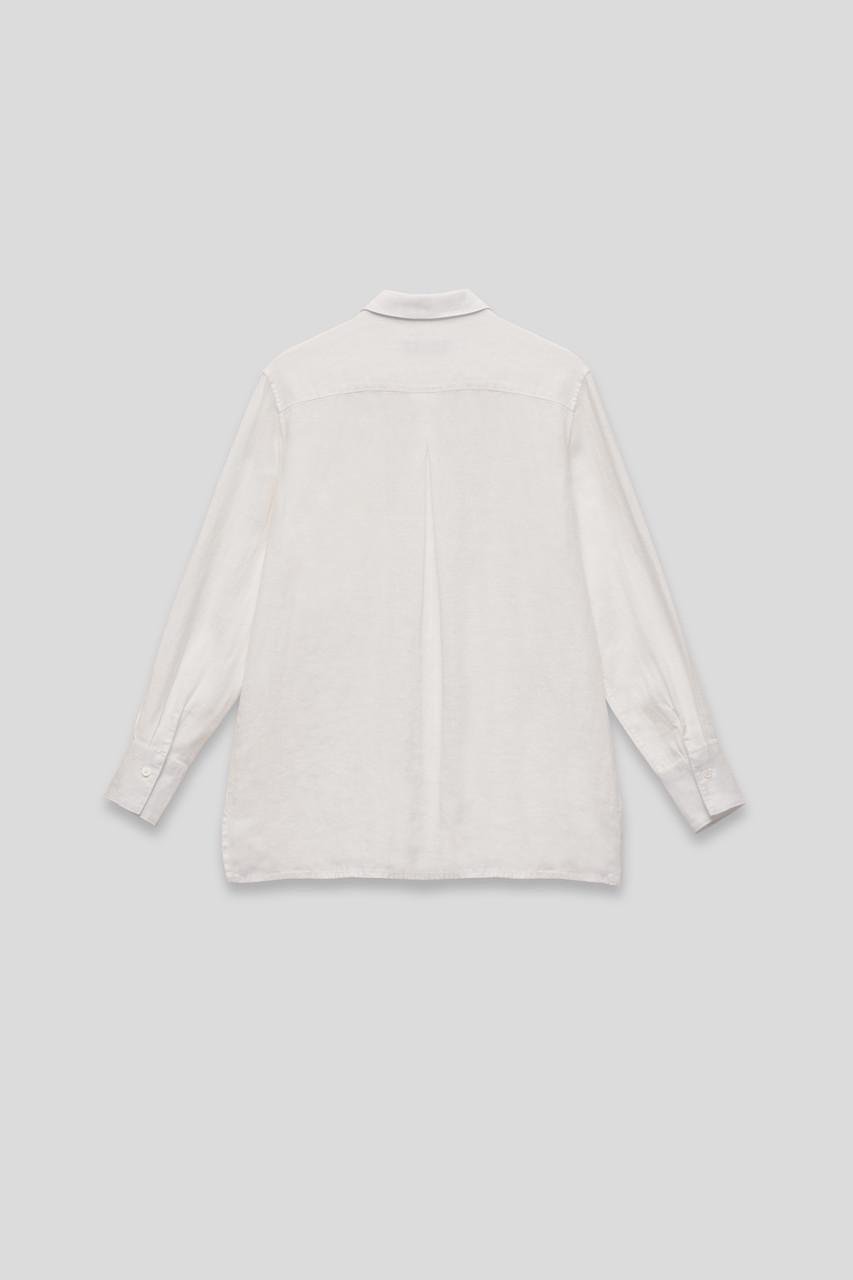 Сорочка жіноча Linen Plus 100% льон закриті шви ґудзики з натуральної мушлі M Білий - фото 2