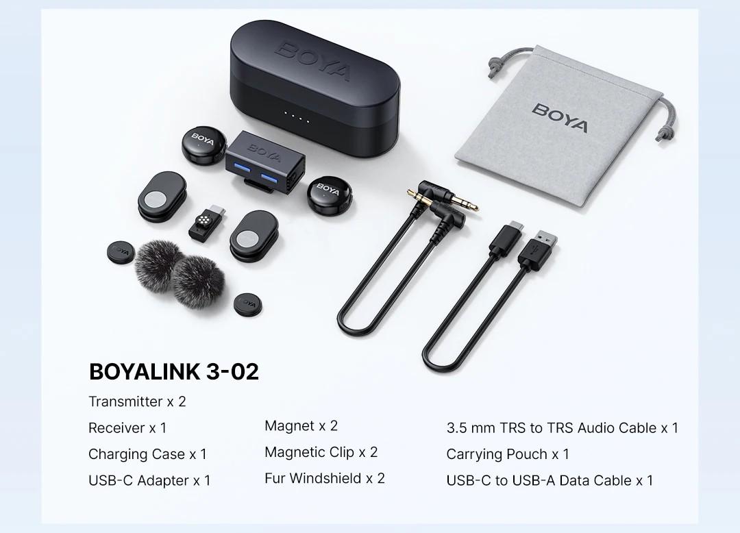 Микрофон петличный Boya LINK 3-02 Type+CTRS 3,5 мм 2025 с зарядным кейсом для iPhone/Android/видеокамеры профессиональный 2 шт. (50052) - фото 13