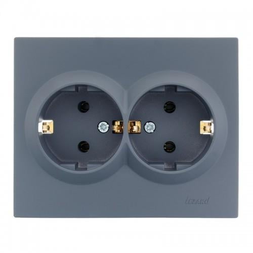 Розетка Lezard Vesna 2-я с заземлением Шеффилд Грей (742-3400-127B)