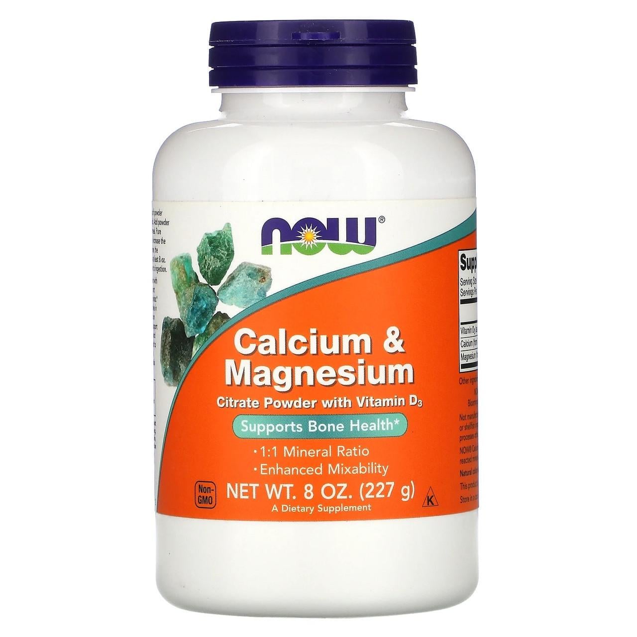 Кальций магний и витамин Д3 Now Foods Calcium Magnesium Vitamin D3 порошок 227 г